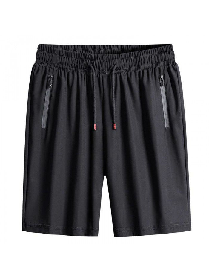 Ice Silk Pants Men's Casual Pants Men's Thin Summer New Quick Drying Sports Plus Size 5/4 Shorts 