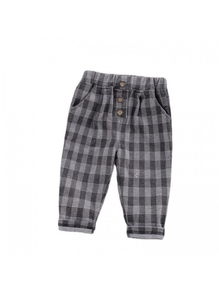 Boys' Pants Checkered Autumn New Children's Spring Autumn Casual Pants Western Pants Baby Pants Thin Fashionable 