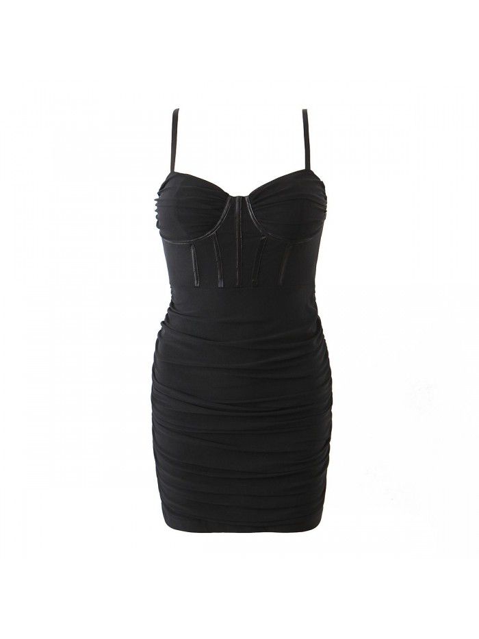 Spicy Girl Fish Bone Waist Dress Women's Sexy Tight Fit Wrapped Hip Slim Short Skirt 
