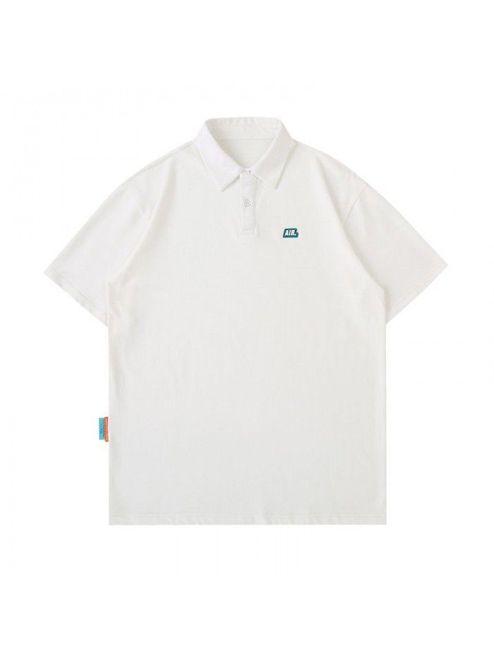 Pure cotton polo neck short sleeved T-shirt summer new loose lapel Japanese T-shirt 