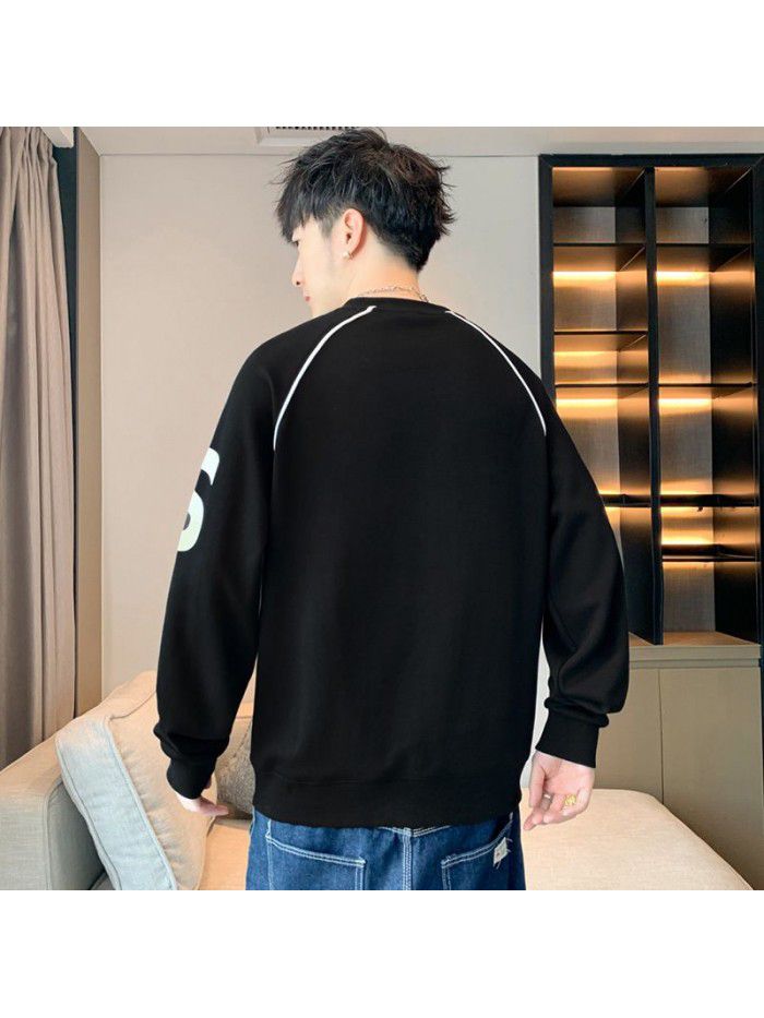 Long sleeved men's sweater, spring and autumn trendy brand, loose and versatile couple top, bottom shirt, man 