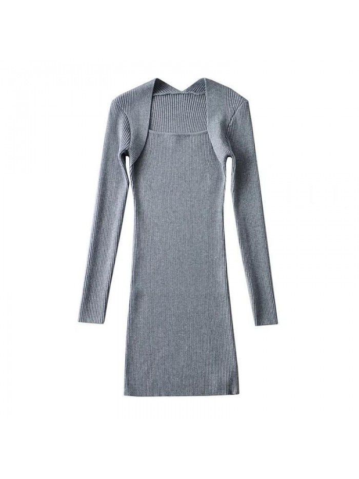 Autumn and Winter Spicy Girls Show Thin Knitted Long Sleeve Dress Women Sexy Wrapped Hip Short Skirt Women 