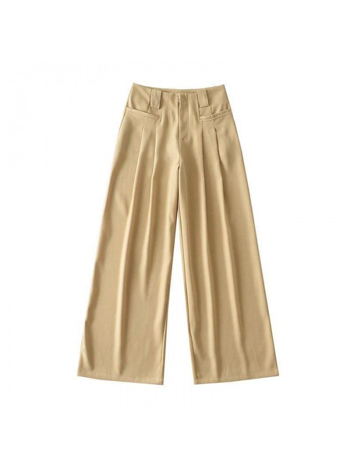 High Waist Wide Leg Suit Pants for Women's Autumn New Network Red Spicy Girl Loose Large Leg Sagging Slim Straight Leg Pants 