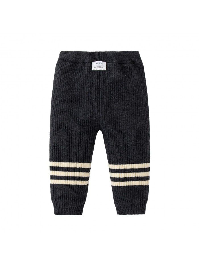 Autumn New Bottom Pants Dark Grey Versatile Girls' Knitted Pit Strips Casual Bottom Pants 