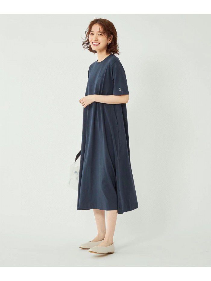 Spring/Summer New Japanese Simple Solid Color Casual Long Swing Short Sleeve Dress 