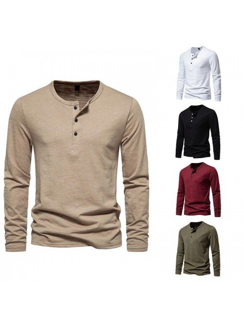 New Men's Long Sleeve T-shirt Fashion Solid Three ...