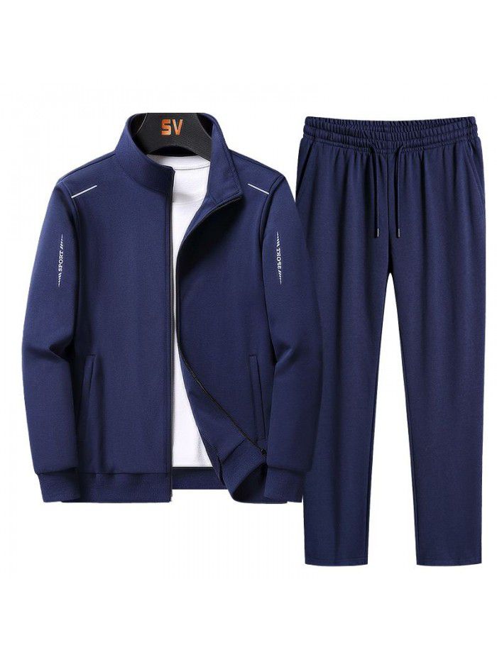 Sports Set Spring and Autumn Season Men's Loose Large Casual Coat Sportswear Two Piece Set 