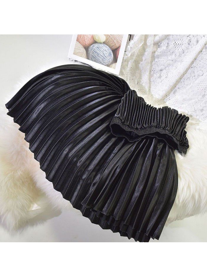 Pleated skirt, half length skirt, autumn and winter new high waisted retro fashion, half length skirt, women's winter 