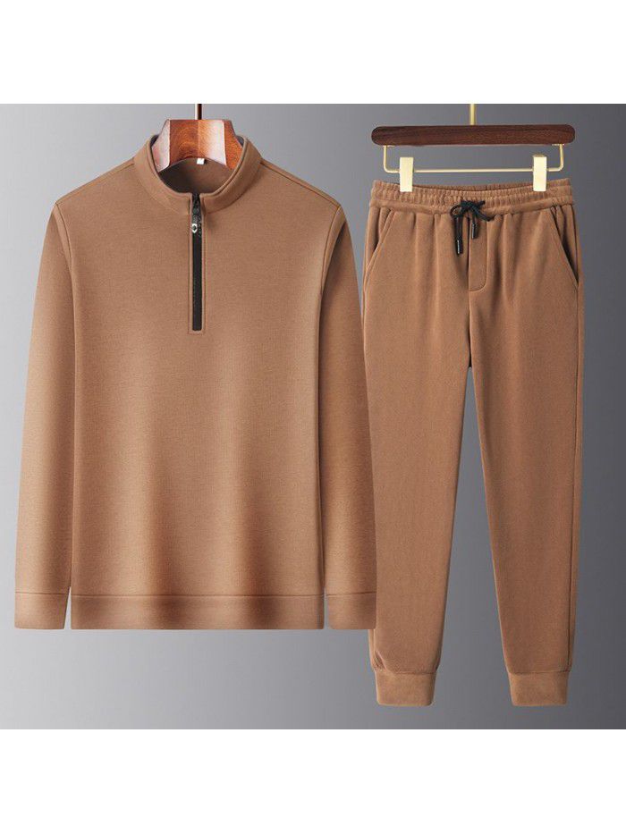 Autumn Sports Set Men's Autumn New Loose Solid Color Running Casual Sportswear 