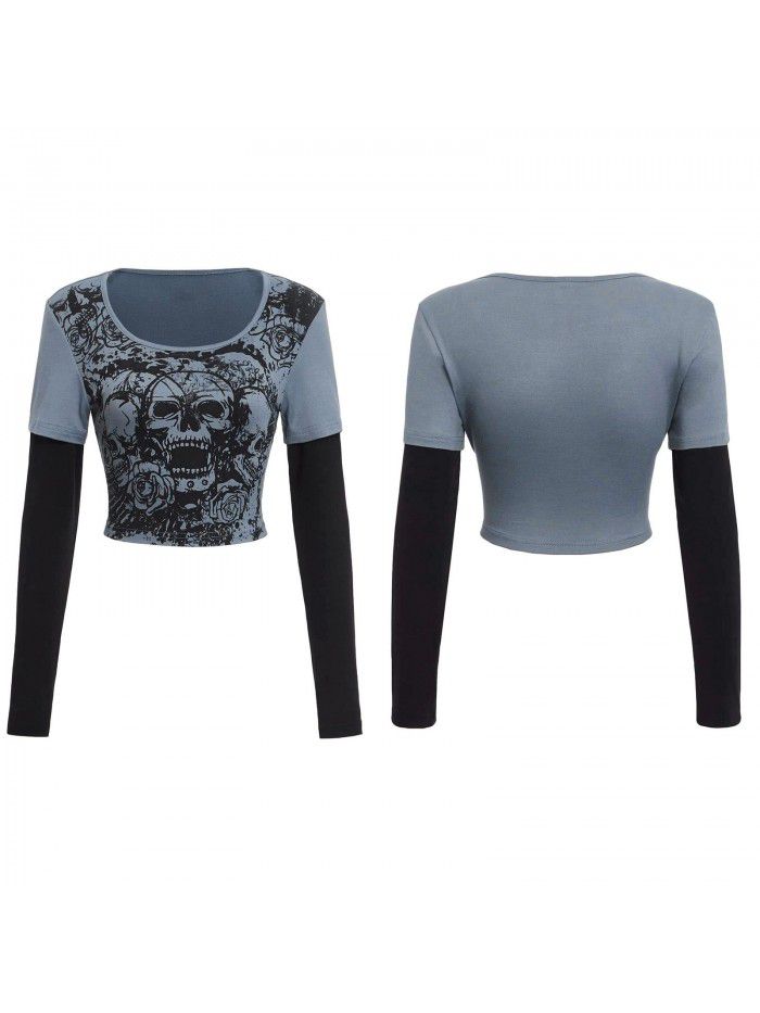 Women's tight fitting long sleeved T-shirt Street hip-hop sports casual bottom shirt 