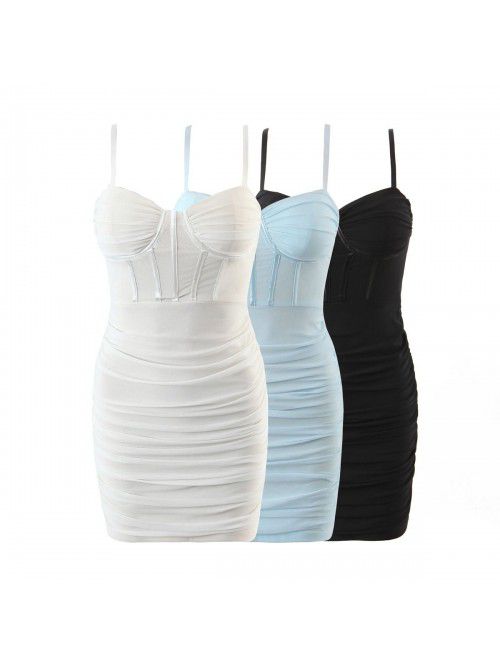 Spicy Girl Fish Bone Waist Dress Women's Sexy Tigh...