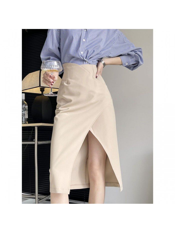 Spring New French High end Split Irregular niche Design Mid length Dress for Women 