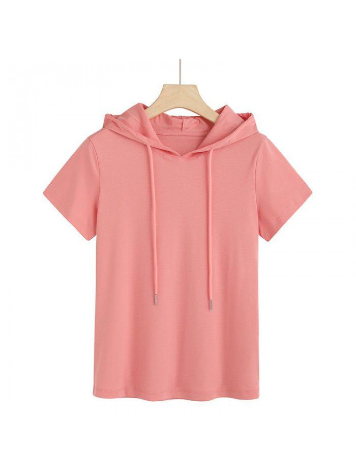 Silk Cotton T-shirt Women's Fashion Korean Hooded Super Hot New Style 