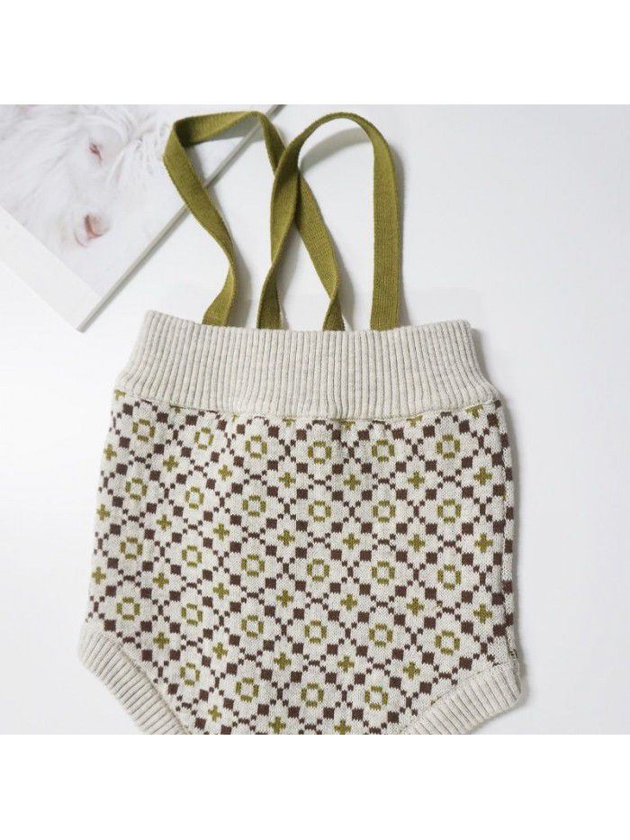 Spring, Summer, and Autumn: Children's Knitted Strap Pants, Baby Shorts, Fashion Girls' Jacquard Pants 