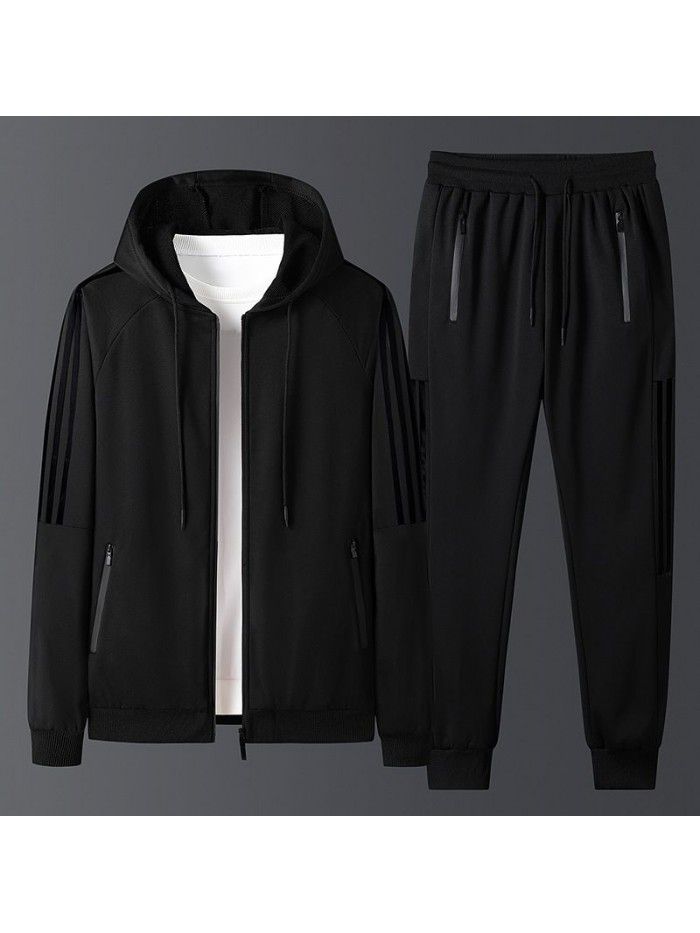 Sports suit men's cardigan sweater, spring and autumn slim, oversized, handsome, one set paired with two sets of trendy youth pants 