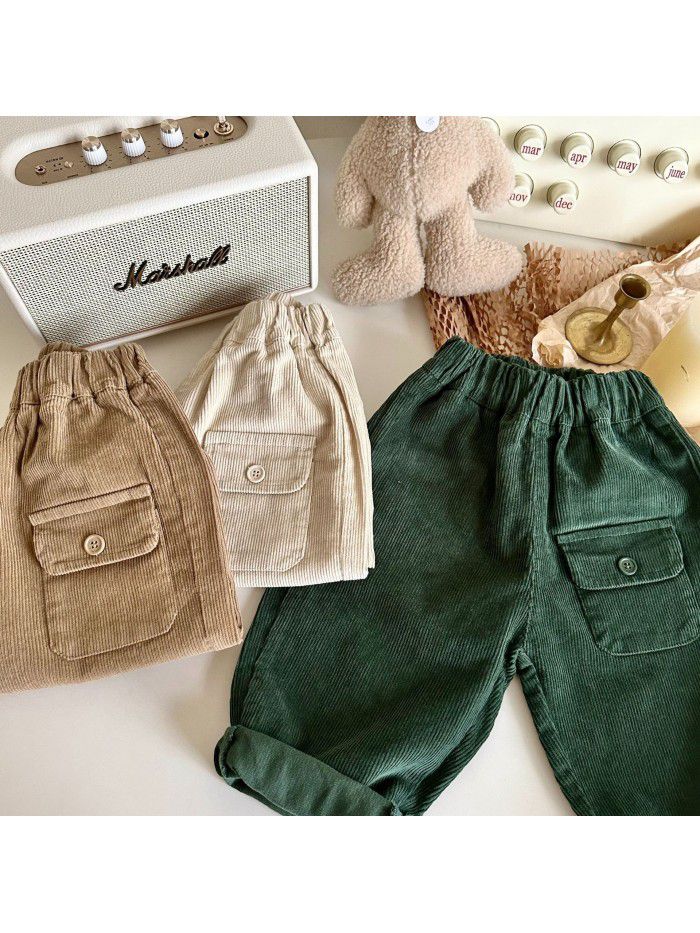 Children's Corduroy Pants Spring and Autumn New Baby Casual Pants Outwear Boys' Pants 