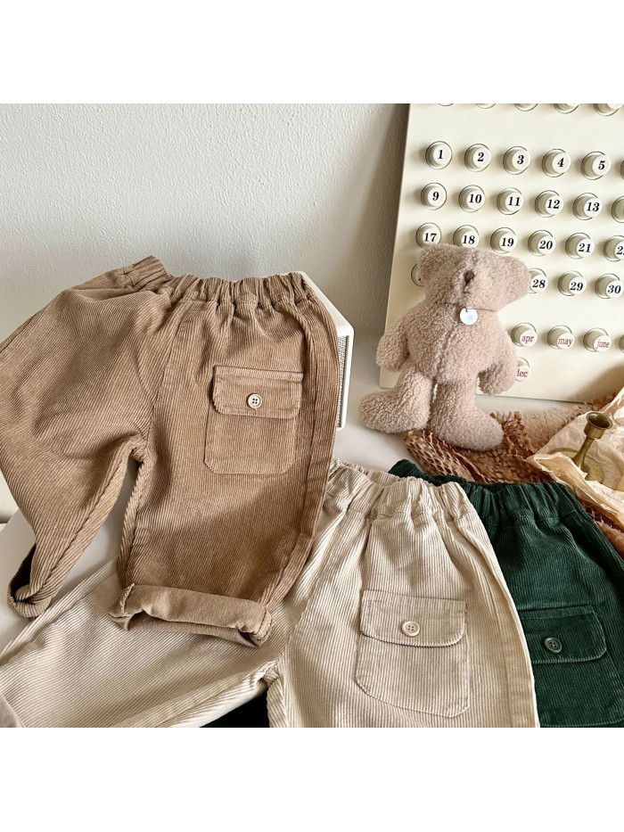 Children's Corduroy Pants Spring and Autumn New Baby Casual Pants Outwear Boys' Pants 