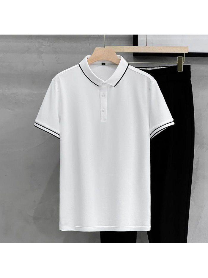Striped Polo Custom Polo Beaded Cotton Short Sleeve Summer Men's Casual Versatile Slim Fit Paul Top 