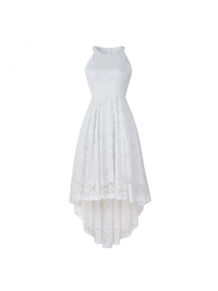 New popular women's summer neckline sleeveless cocktail swing lace dress 