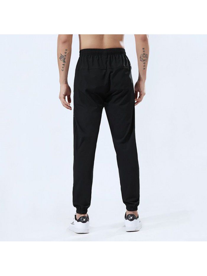 Outdoor ice silk sports pants Men's woven stretch breathable thin size quick drying pants Slim fit summer casual pants 