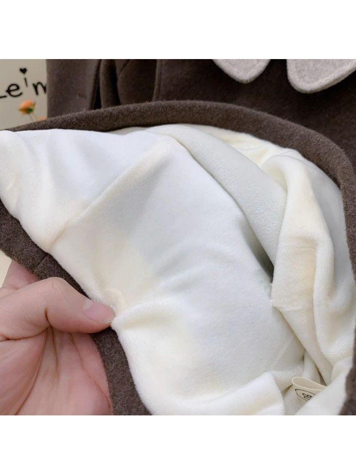 Children's clothing, girls' temperament set, winter clothing, girls' handmade woolen cashmere coat, skirt, two-piece set 
