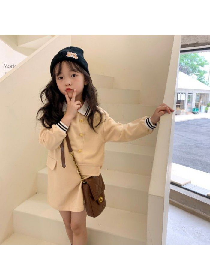 Girls' Autumn New Long sleeved T-shirt Girls' Fashionable Polo Dress Children's Fashion Long T Dress 