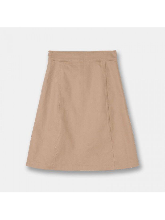 Summer High Waist A-line Half Skirt Commuting Solid Cotton White Half Body Short Skirt Korean Commuting Style 