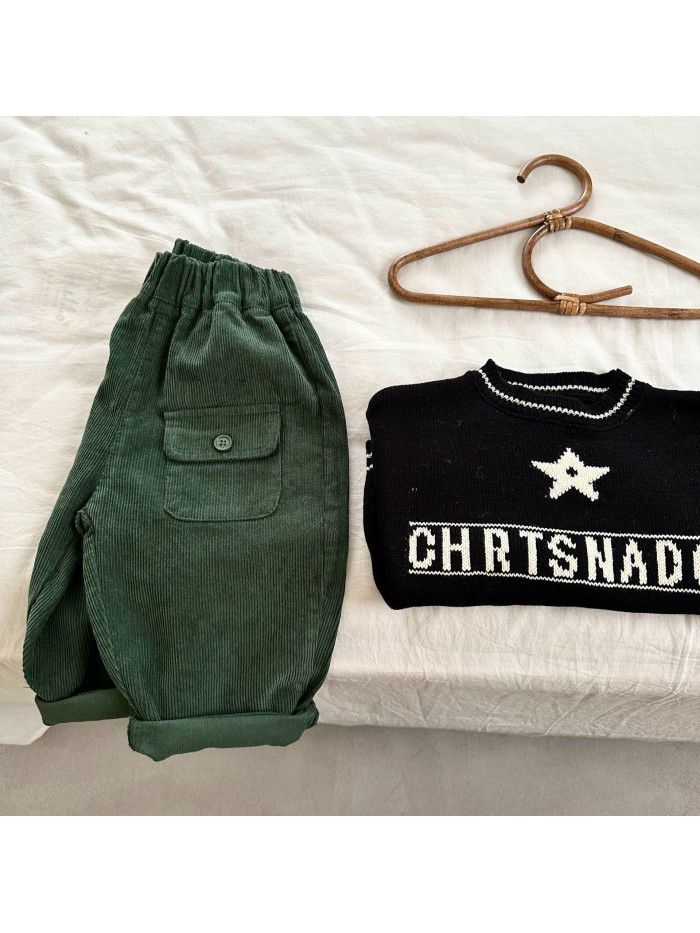 Children's Corduroy Pants Spring and Autumn New Baby Casual Pants Outwear Boys' Pants 