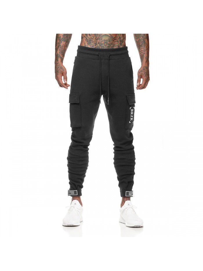 Muscle Fitness Brother Pure Cotton Sports Pants Men's Slim Fit Fitness Pants Running Training Pants 