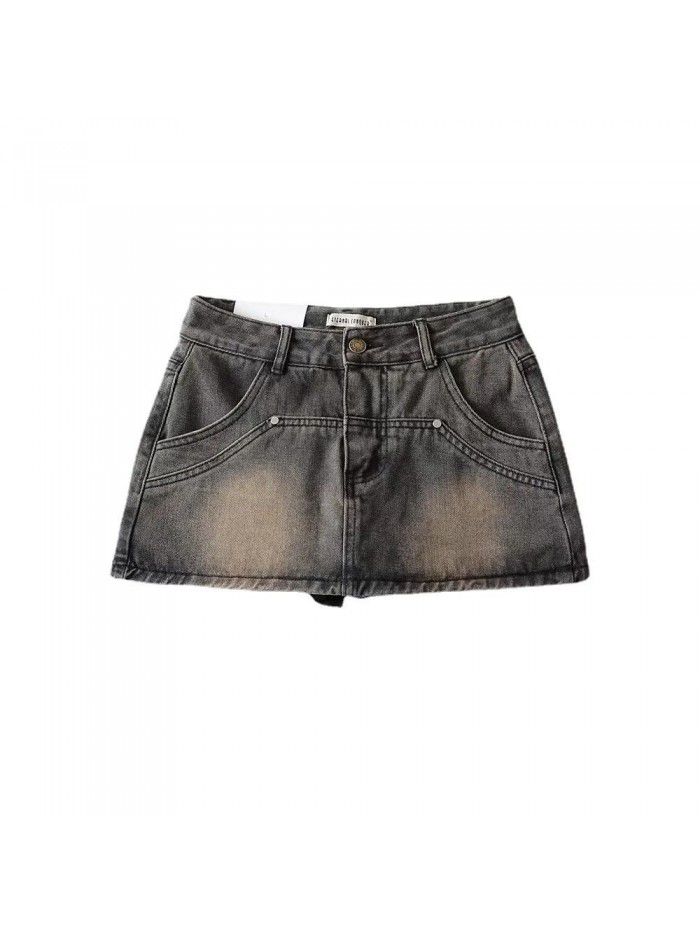 Spicy Girl Retro High Waist Slim and Anti Shining Wrap Hip Short Skirt Women's Summer Leg Show Long Skirt Pants Denim Half Skirt 