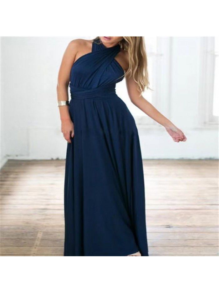 Solid Color Diversified Dressing Method Sexy Lacing Red Dress Long Dress Bridesmaid Dress 