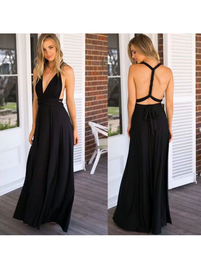Solid Color Diversified Dressing Method Sexy Lacing Red Dress Long Dress Bridesmaid Dress 