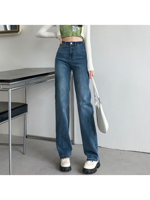 High Waist Retro Straight Leg Jeans Women's Loose ...