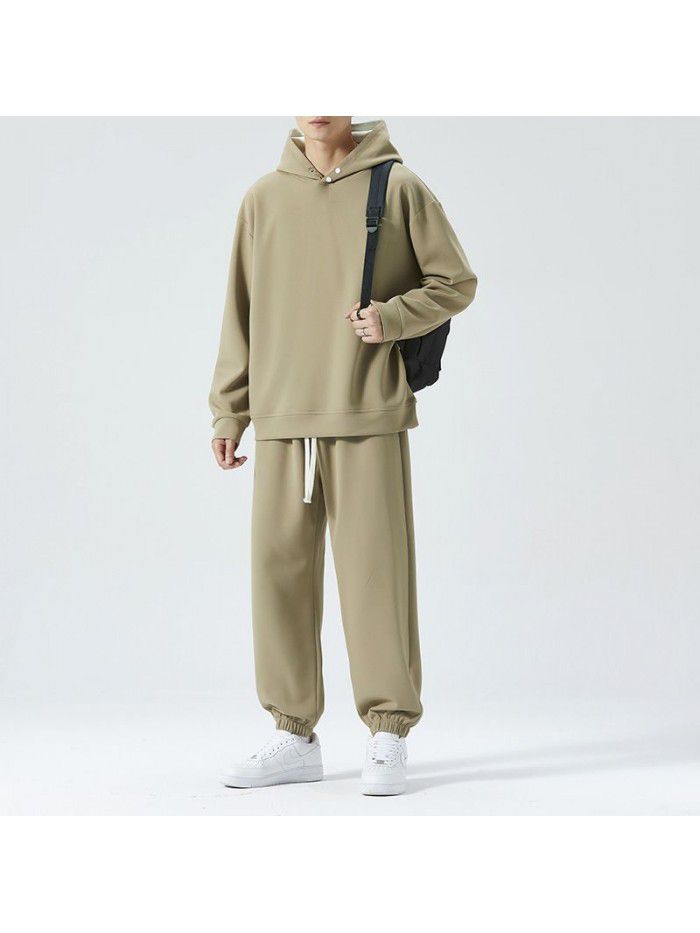 Set of men's autumn new casual sports long sleeved pants, two-piece set of trendy and handsome clothes 