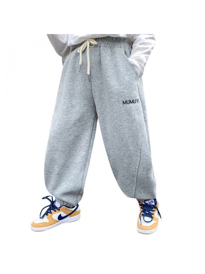 Boys' Baby Pants Spring Loose Fashionable New Children's Small and Middle School Children's Bundle Foot Guard Pants Sweatpants Pure Cotton 