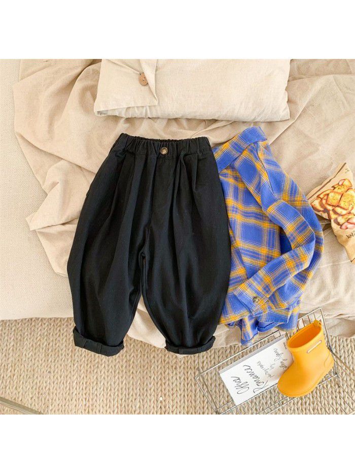 Children's pants Spring style small and medium-sized children's radish pants Trendy and cute, handsome long pants Wide legs 