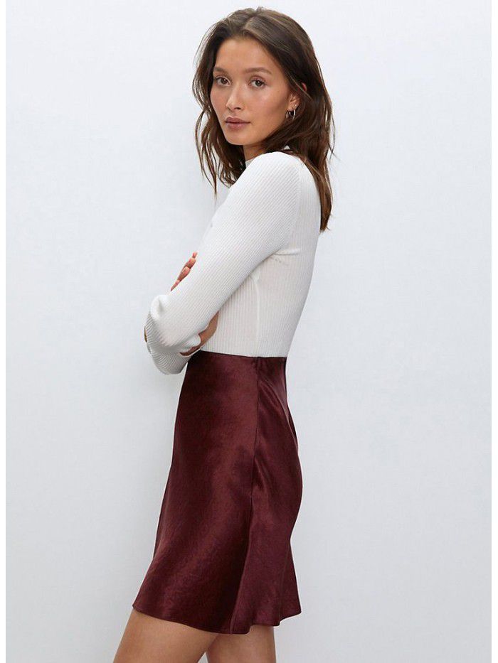 Xia Zhen Si Mulberry Silk High Waist Glossy Drop Short Skirt Half length Skirt