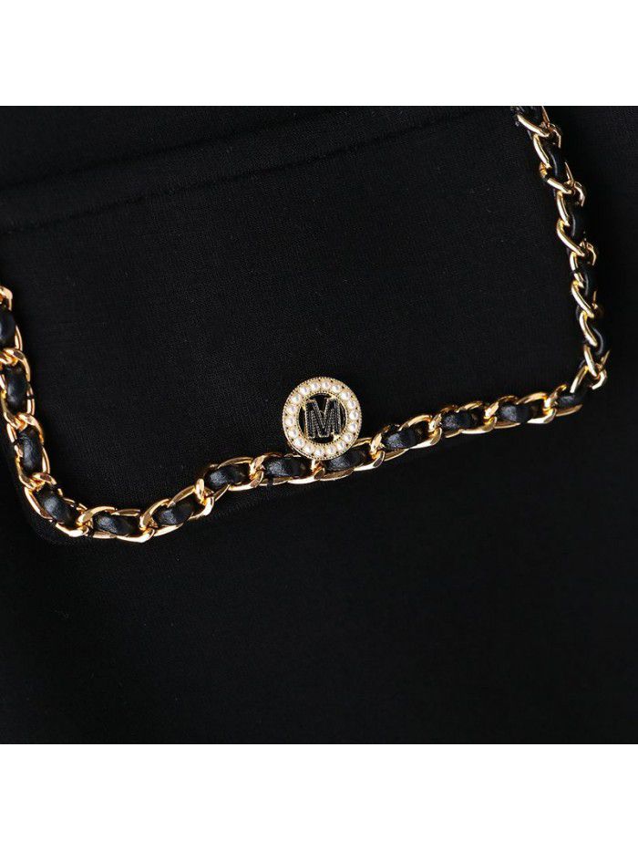 Chain T-shirt Top Slim Women's Blue 