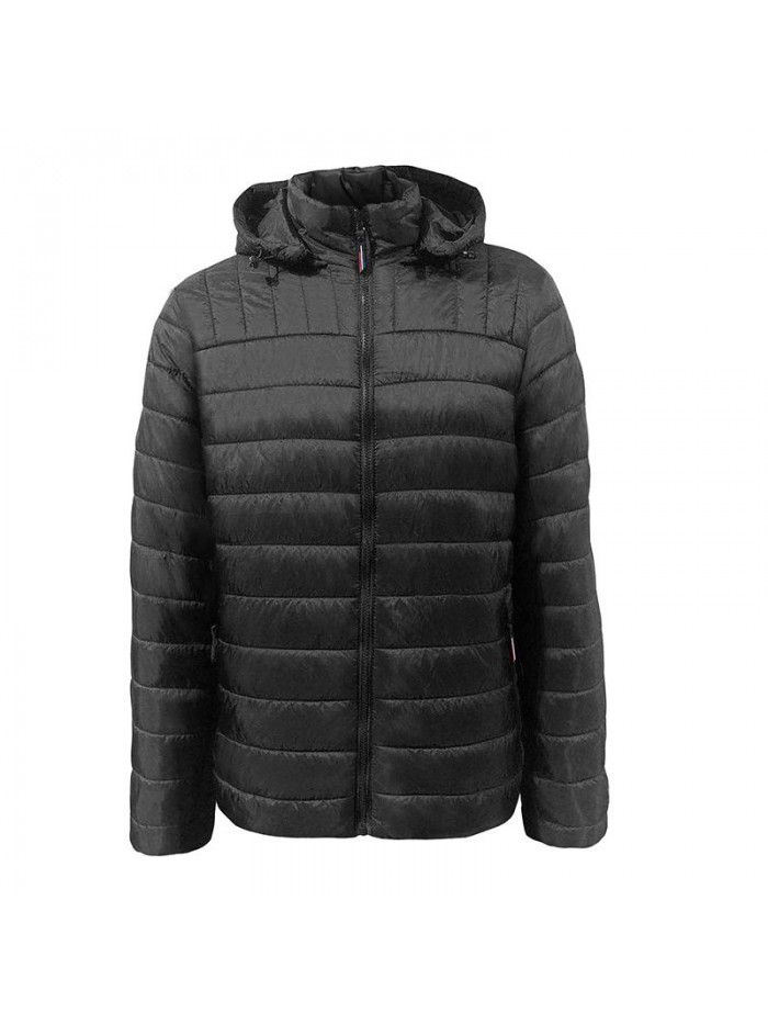Autumn and winter hooded solid color men's cotton jacket with warm short cotton jacket