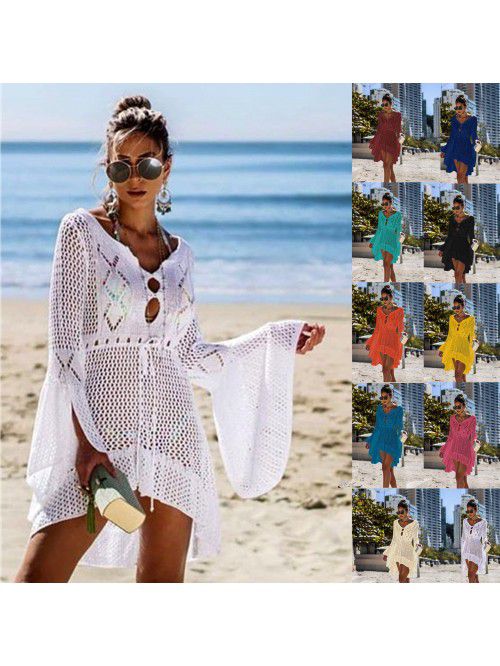 Women's Irregular Deep V Sexy Flare Sleeve Hollow ...