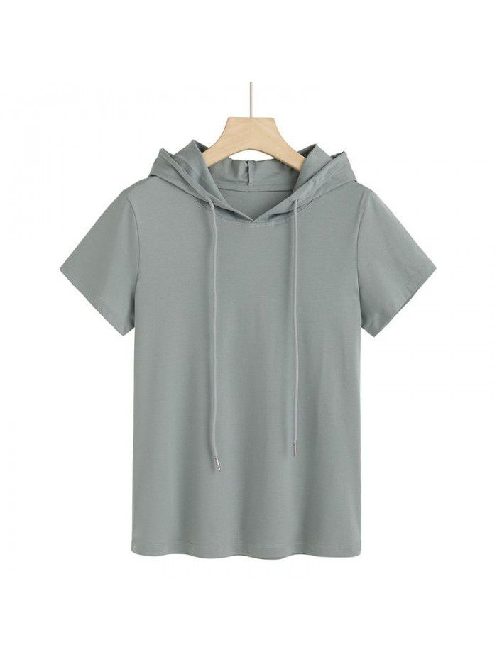 Silk Cotton T-shirt Women's Fashion Korean Hooded Super Hot New Style 