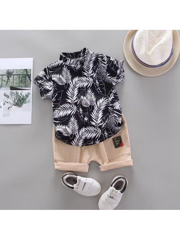 Summer New Boys, Infants, and Babies Set Shirts, Casual Short Sleeve Set, Two Piece Set Fashion 