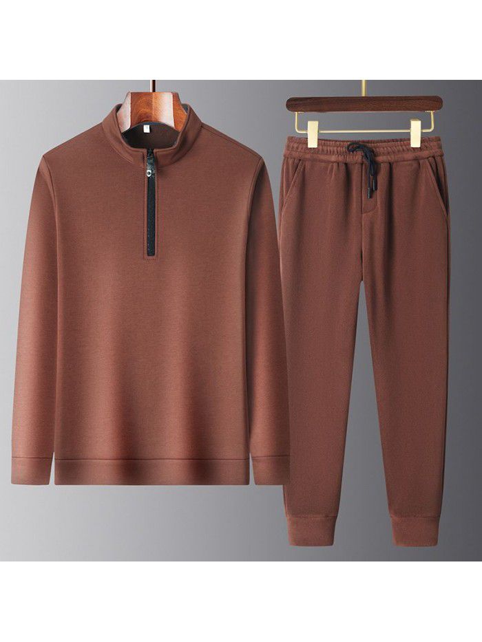 Autumn Sports Set Men's Autumn New Loose Solid Color Running Casual Sportswear 