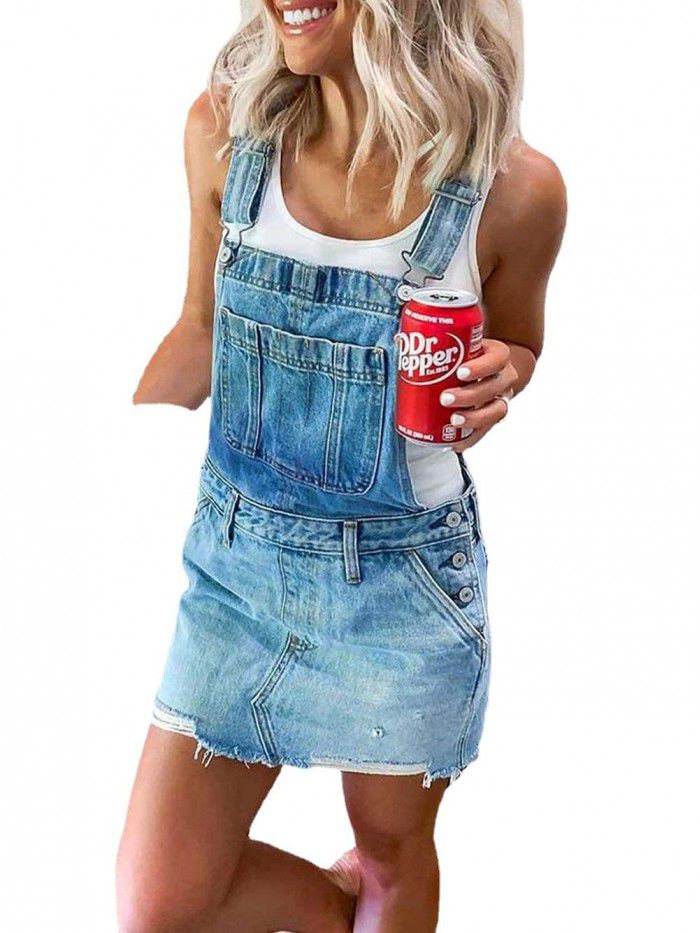Women's Wash Water Denim Skirt Strap Skirt Slim Slim Drop Dress Dress 