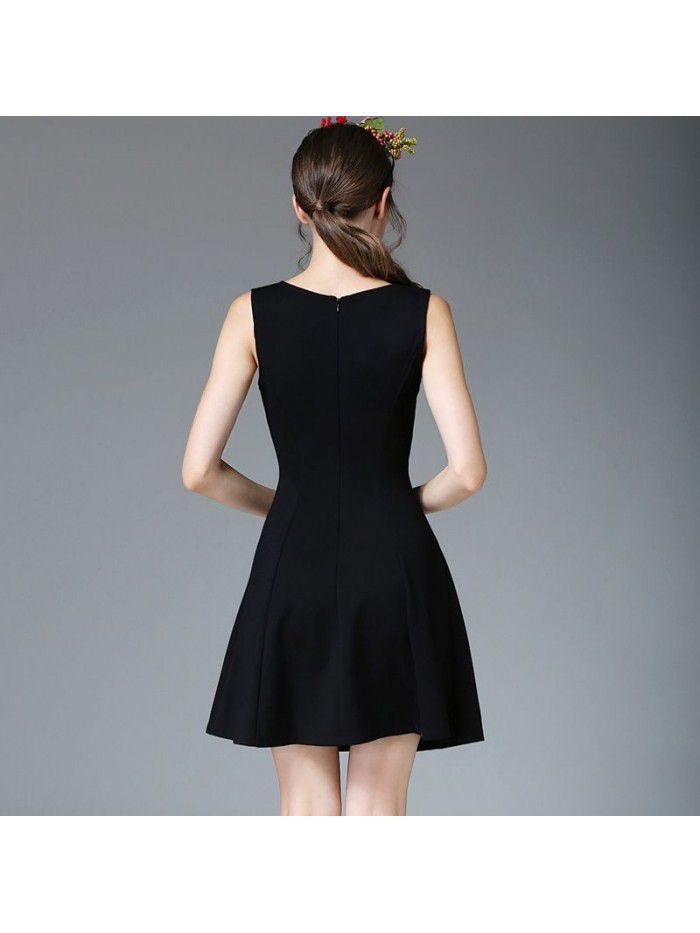 Slim Little Black Dress Autumn New Simple Sleeveless Dress Slim Fit Waist Tank Top Skirt