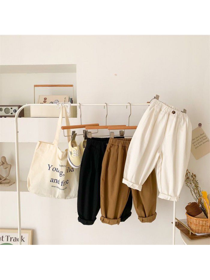 Children's pants Spring style small and medium-sized children's radish pants Trendy and cute, handsome long pants Wide legs 