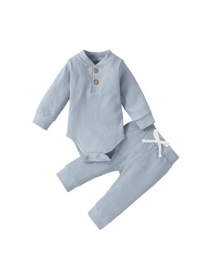 Children's autumn and winter children's clothing, boys and girls' long sleeved jumpsuit, pants bottoming suit 