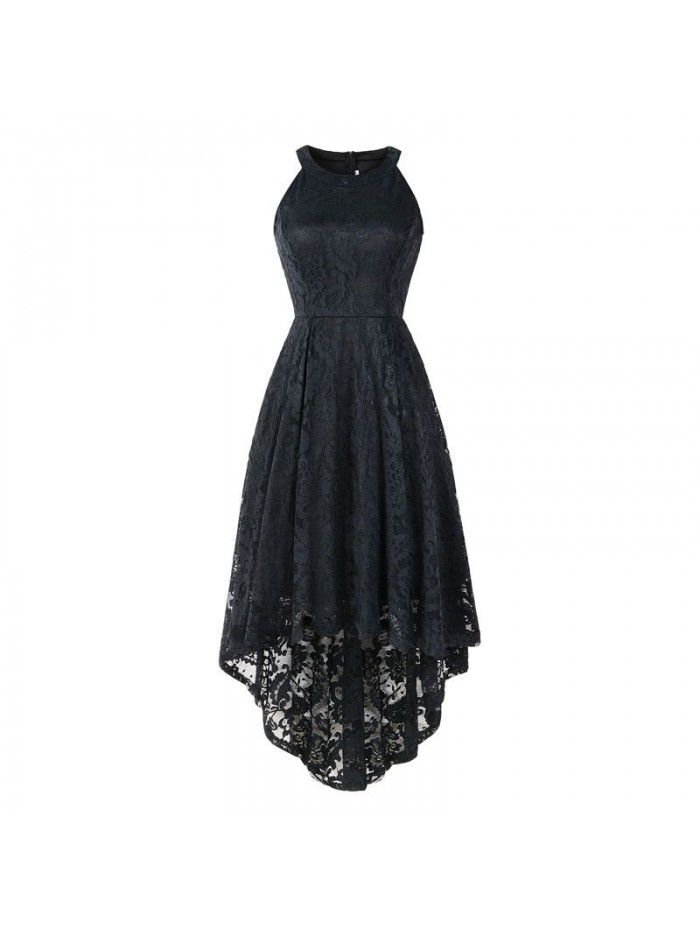 New popular women's summer neckline sleeveless cocktail swing lace dress 