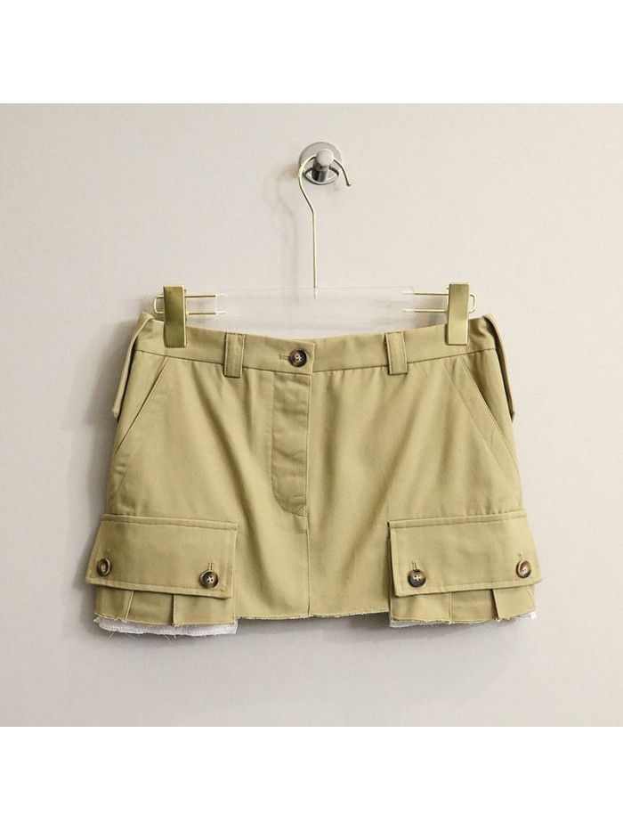 Cool Girls' Fashionable Patchwork Pocket Half Skirt French Spring/Summer New Versatile Mini Short Skirt Straight Tube Skirt Trend  Cool Girls' Fashionable Patchwork Pocket Half Skirt French Spring/Summer New Versatile Mini Short Skirt Straight Tube Skirt Trend