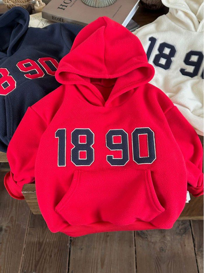 Autumn and winter plush children's hoodie casual and westernized Korean version sports long sleeved sweater paired with children's top 